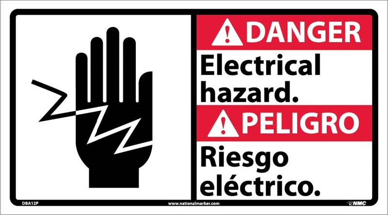 DANGER ELECTRICAL HAZARD BILINGUAL 10X18 - Flammable Storage Cabinets